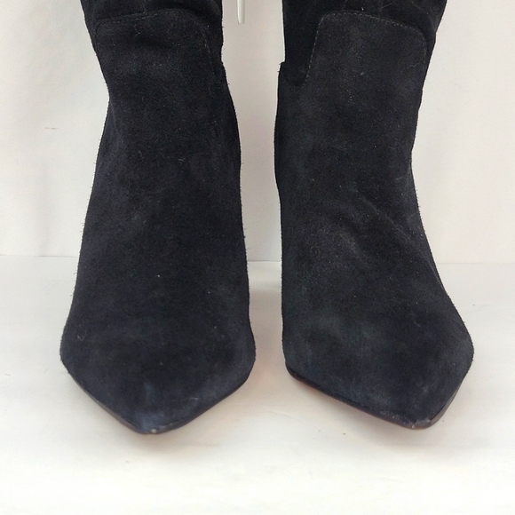 Franco Sarto Artesia Pointy Toe Suede Leather Heeled Boots Black Size 6 - Picture 5 of 12